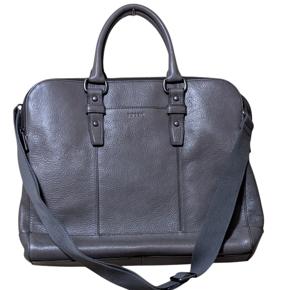 Fossil Dillon Pilot Bag Lead Gray crossbody messenger pebbled leather men's OS - Picture 1 of 10